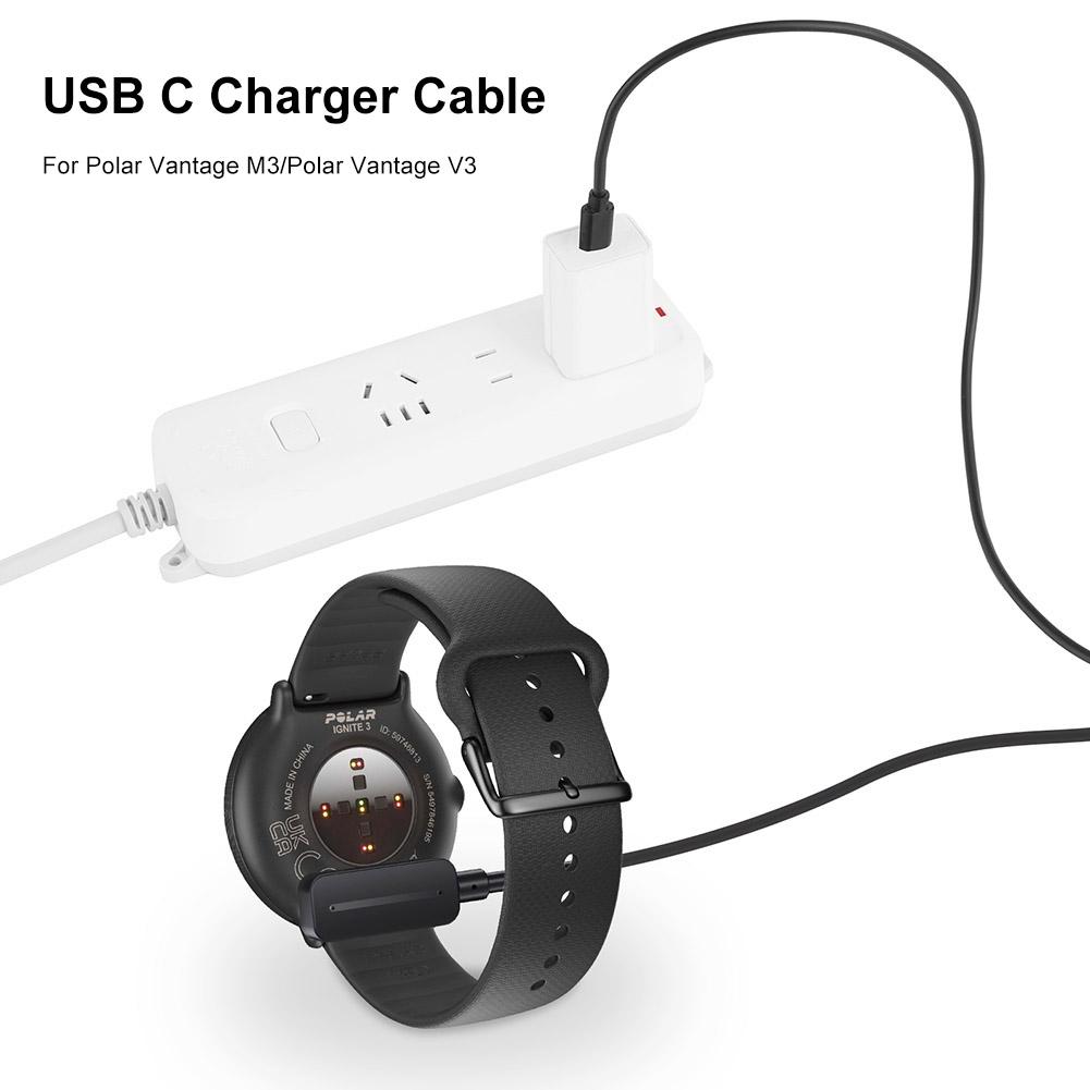 USB C Charging Cable Cord 1M Portable Power Adapter Replacement Smartwatch Dock Charger Adapter for Polar Ignite 3/ Grit X2 Pro