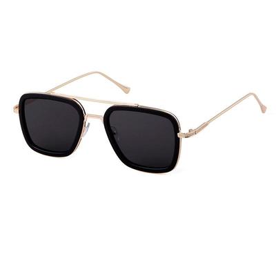 Unisex Retro Square Frame Metal Sunglasses – European Fashion, Iron Man Style