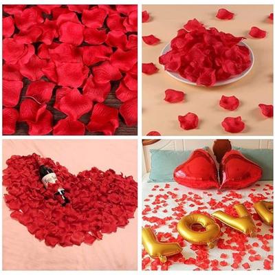 1000pcs Red Silk Petals Rose Petals Artificial Flowers Petals for Romantic Night Party Wedding Valentine's Day Flower Decoration