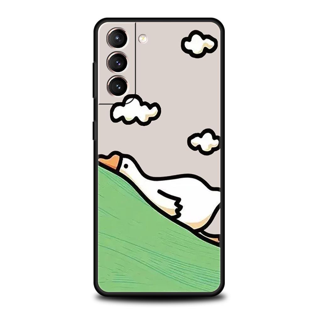 Cute Cartoon Duck Phone Case For Samsung Galaxy S24 S23 S22 S20 Ultra S21 FE 5G S10 S9 Plus S10E S8 Soft Silicone Cover