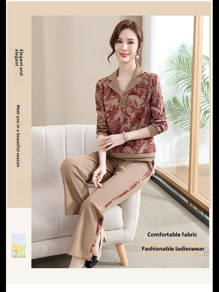 2023 Autumn Two-Piece Suit for Middle-Aged Women - Elegant Sportswear Set for Spring and Fall