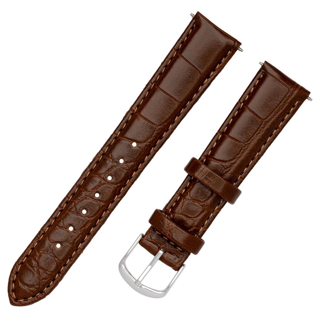 [Clefer] Watch Strap 12mm Leather Synthetic Leather Embossed Crocodile Strap Easy to Use Tool Included Brown L-11 BL-PE031-12 PU Leather