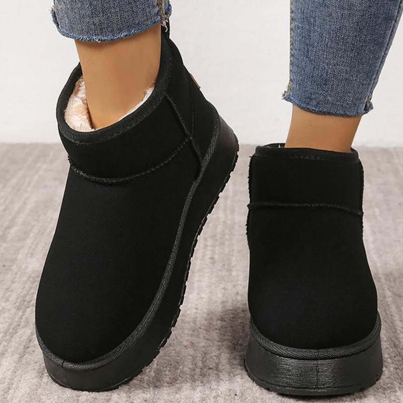 

Fashion Koeran Faux Fur Platform Snow Boots Women Winter Solid Color Sewing Ankle Boots Woman Non Slip Wear Resistant Botas Female 41