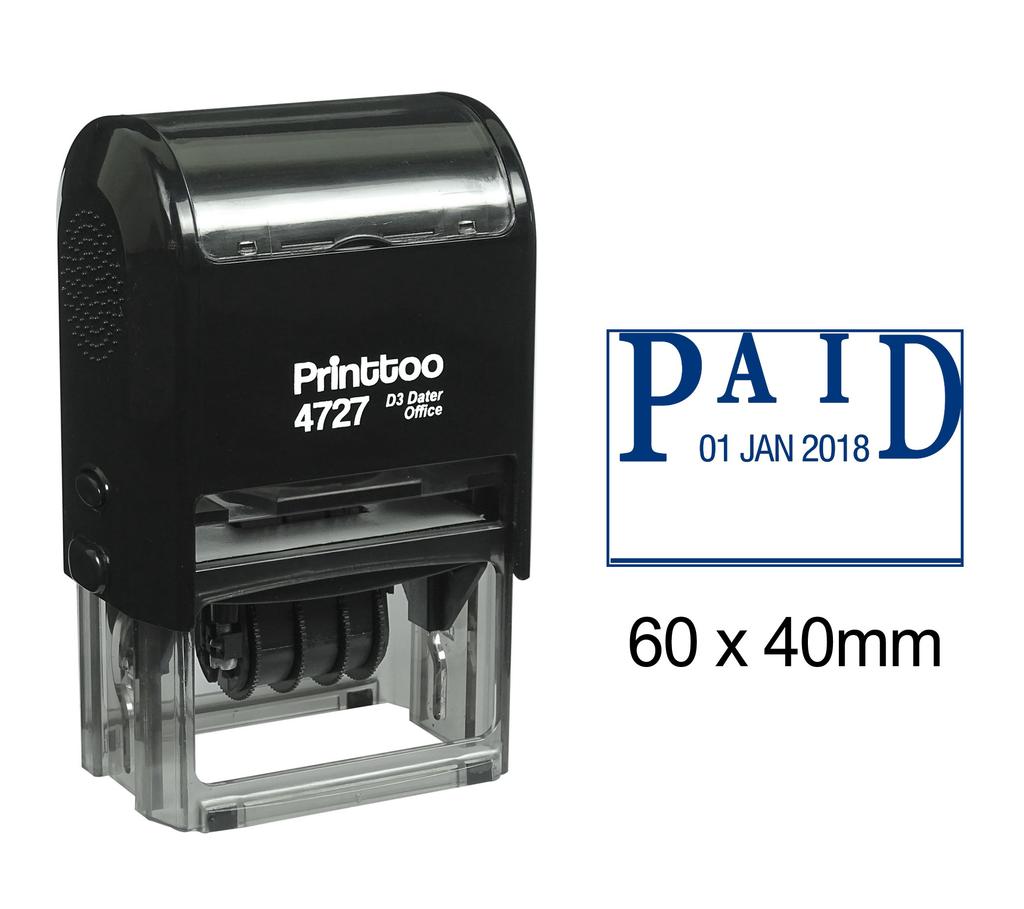 Printtoo Dater Stamp Self Inking With Paid Text Date Rubber Stamp Office