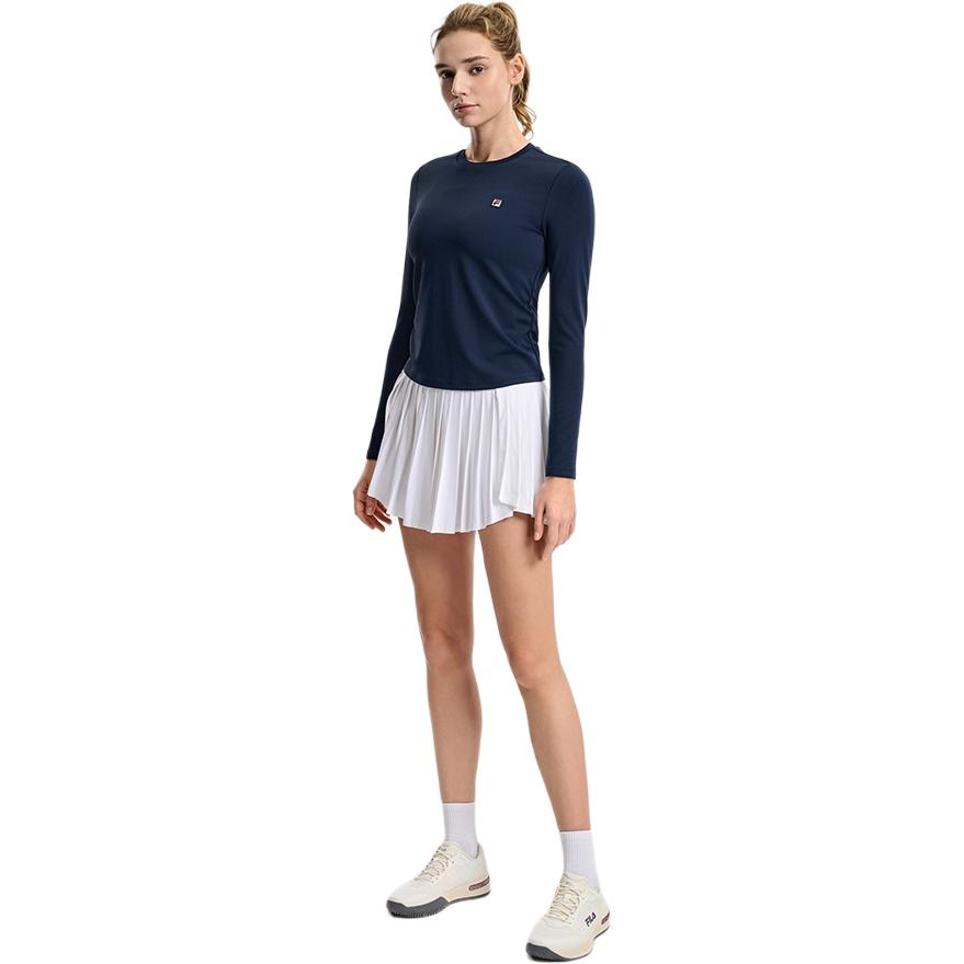 Fila Tennis Fashion Personality Classic Simple Retro Sports Training Comfortable Long Sleeve T-Shirt Women tops Sky-Blue A11W613215FBU