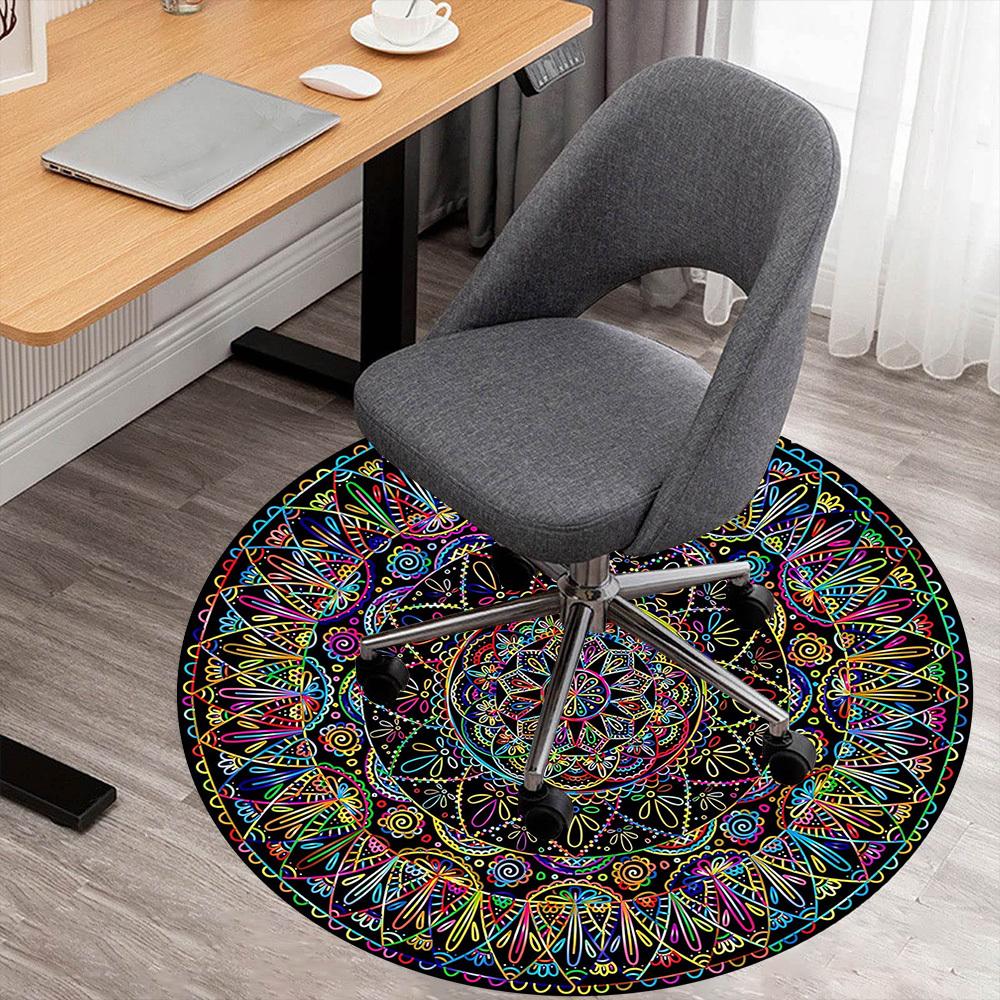 1pc Mandala, Abstract Pattern Office Round Rugs, Under Chair Round Rugs for Living Room, Bedroom, Bathroom Decoration Carpet 091819