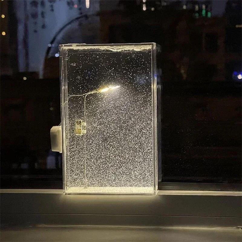 

Snowy Night Flowing Small Night Light Snow Scene Street Light Snow Simulation Handmade Diy Material Package Desktop Decor