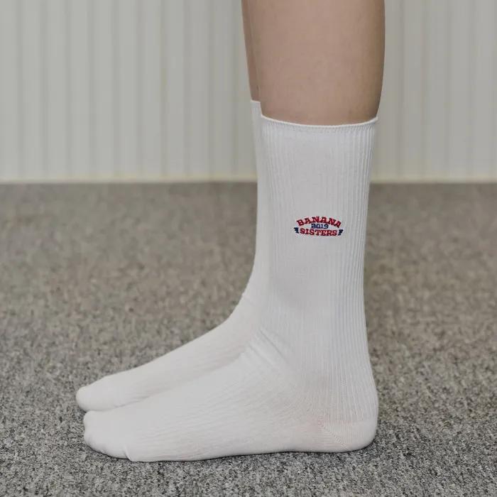 [2SET/26SS] Signature Retro Embroidered Rib High Crew Socks