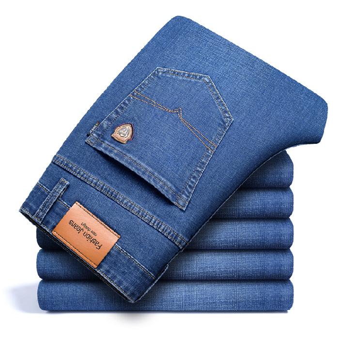 

Jeans loose straight tube medium high waist autumn and winter soft denim large size elastic spring and autumn long pants piled and thickened 42 (210-115 kg)
