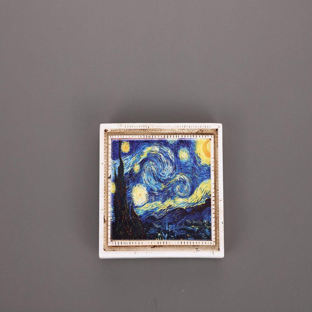 Dreidimensionaler Van Gogh Harz Kühlschrankmagnet Fotorahmen mit Ölgemälde-Design