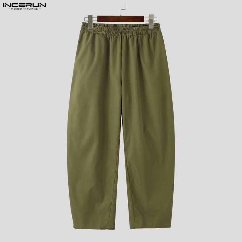 INCERUN Two Pieces Outfits Men Long Sleeve Side Cross Shirt and Long Harem Pants Sets