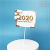 2020 New Year Cake Topper: Red and White Pompon Decoration