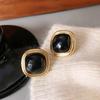 French Vintage Square Stud Earrings for Women  Black  Geometric Exquisite Y2K Accessories Fashion Jewelry Gift