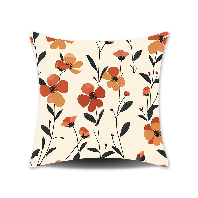 Natural Floral Print Throw Pillow Cover - Spring Design for Sofa, Bedroom, or Gift
