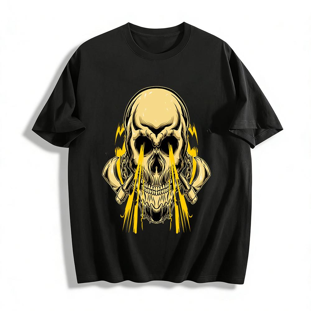 Skull Scythe Print Cool Street Style Men s Casual Short Sleeve Tee Pure cotton T-shirt XXS
