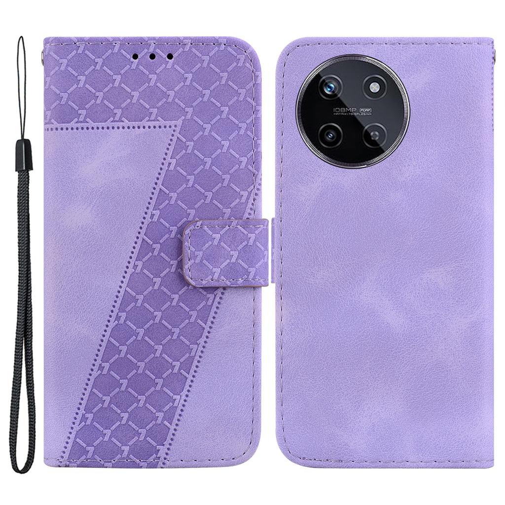 For Realme 11 4G (159.9x73.3x7.95mm) Leather Case Wallet Cover 7-Shape Pattern