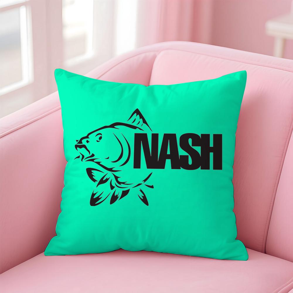 NNash Fishing logo Cushion Cover Soft Plush Throw Pillow Cushion CoverDoubleSided Printed Pillow Case for Sofa Home Decor