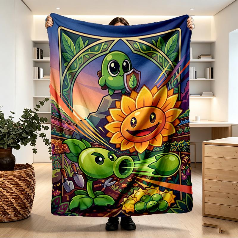 Plants VS Zombies Print Blanket - Soft & Comfortable, for Bedroom, Travel, Sofa, Home Decoration - Birthday Christmas Gift for Friend