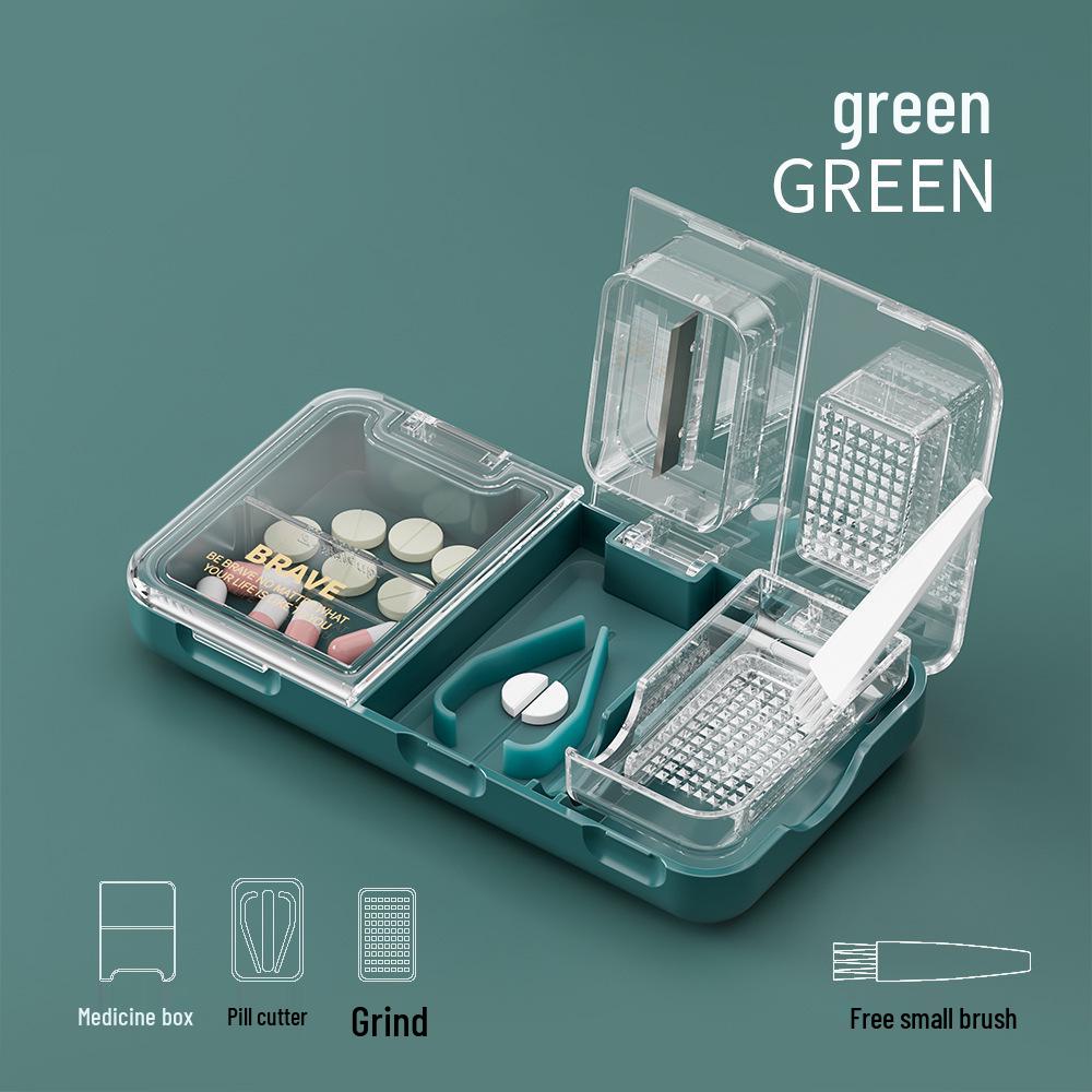 Portable Pill Organizer with Tablet Cutter and Grinder