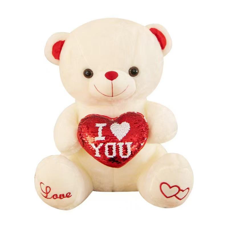 Huggable Heart Bear Plush: Luminous Sequin Toy with Music – Perfect Sleep Companion & Gift