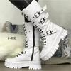 Damskor Ny Mode Stövlar med Korsband Sidozipp Moderna Stövlar Dam Högkvalitativt Spänne Mid-Calf Stövlar