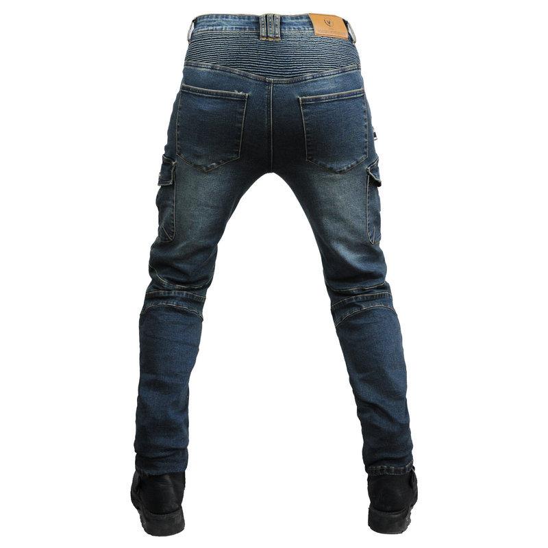 New product Motorcycle jeans men, locomotive tooling multi-bag cycling pants, zipper casual straight pants, knee pads