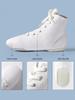 White Canvas High-Top Jazz Dance Shoes for Women & Men - Soft Sole Ballet Training Boots