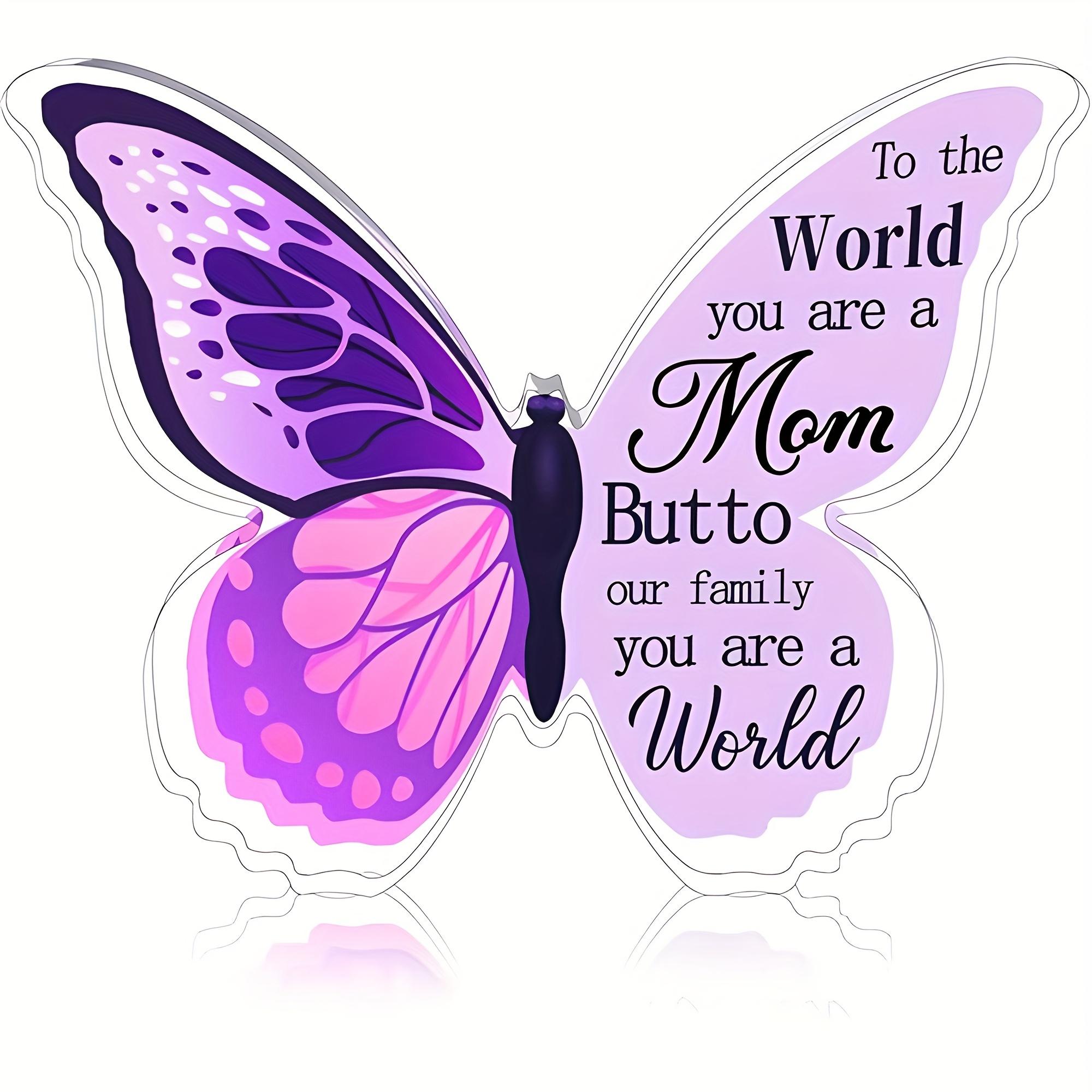 

Vintage Acrylic Sign, Butterfly Acrylic Plaque for Mom - Purple & Pink Heartfelt Gift with to My Beautiful Mom Engraved Message 7.5*10cm