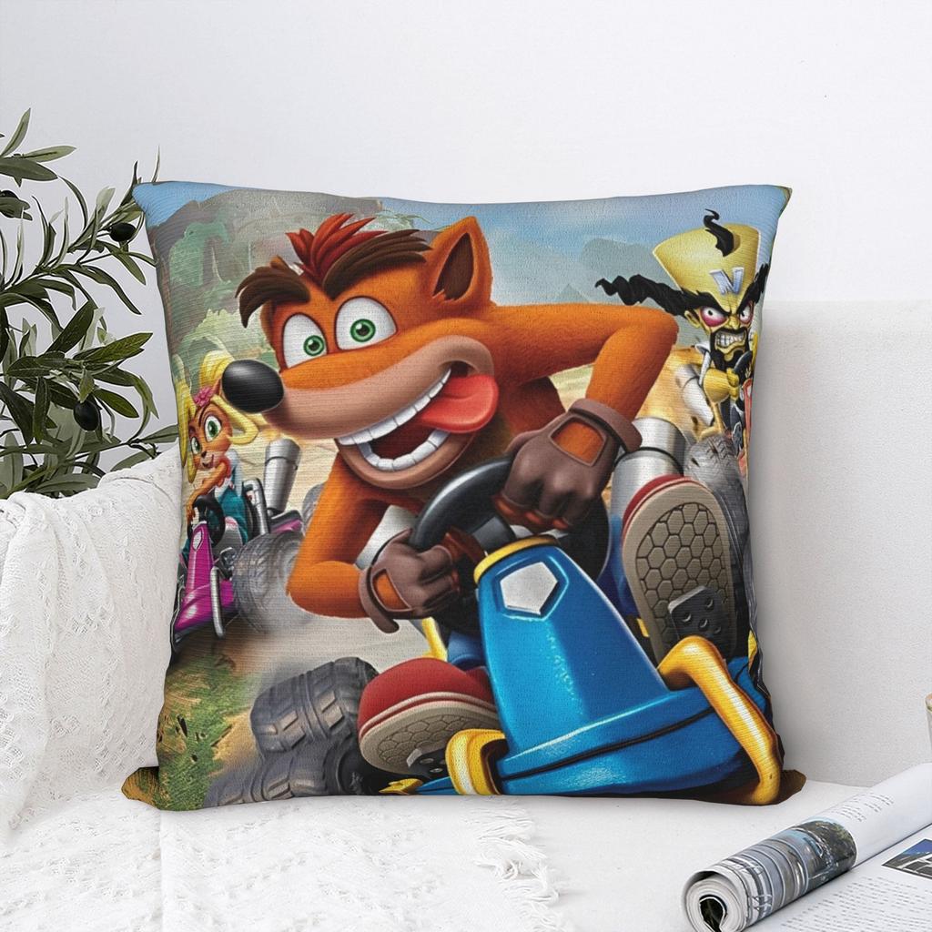 Crash Bandicoot Cartoon Kissenbezüge Merch Bedruckte Kissenhülle Dekorative Videospiel Kissenbezug Hülle Bett Mehrere Größen