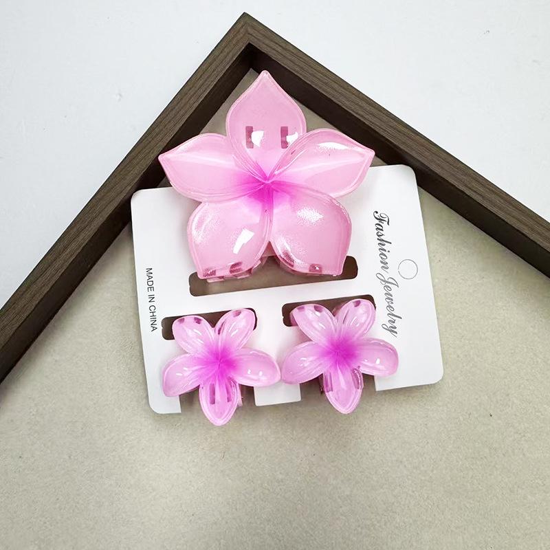 Sada skřipců do vlasů s frangipani: Květinové vlasové doplňky s imitací mramoru pro módní svátky
