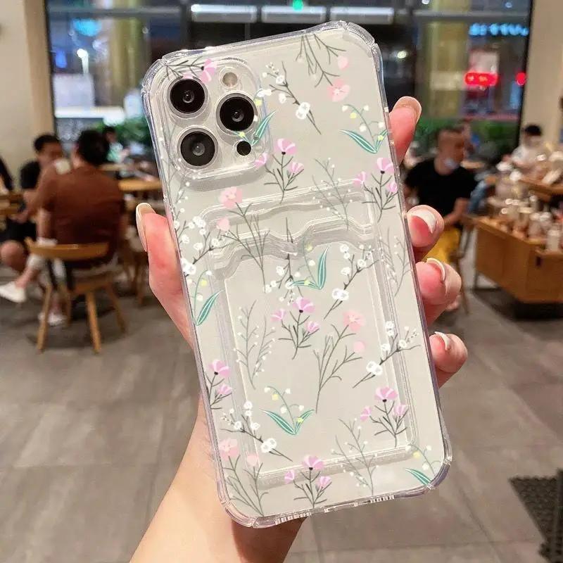 Smile Daisy Flower Case For Iphone 16 Pro Max 11 12 13 14 15 Pro Max 16 Plus X XS XR XS Wallet Card Holder Slot Bag Clear Cover