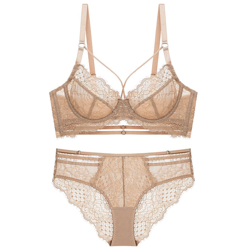Lace Bra Set Women Sexy Hollow Out See Through Lingerie Brief Set Elegant Ladies Underwear Daily Bra and Panty Set