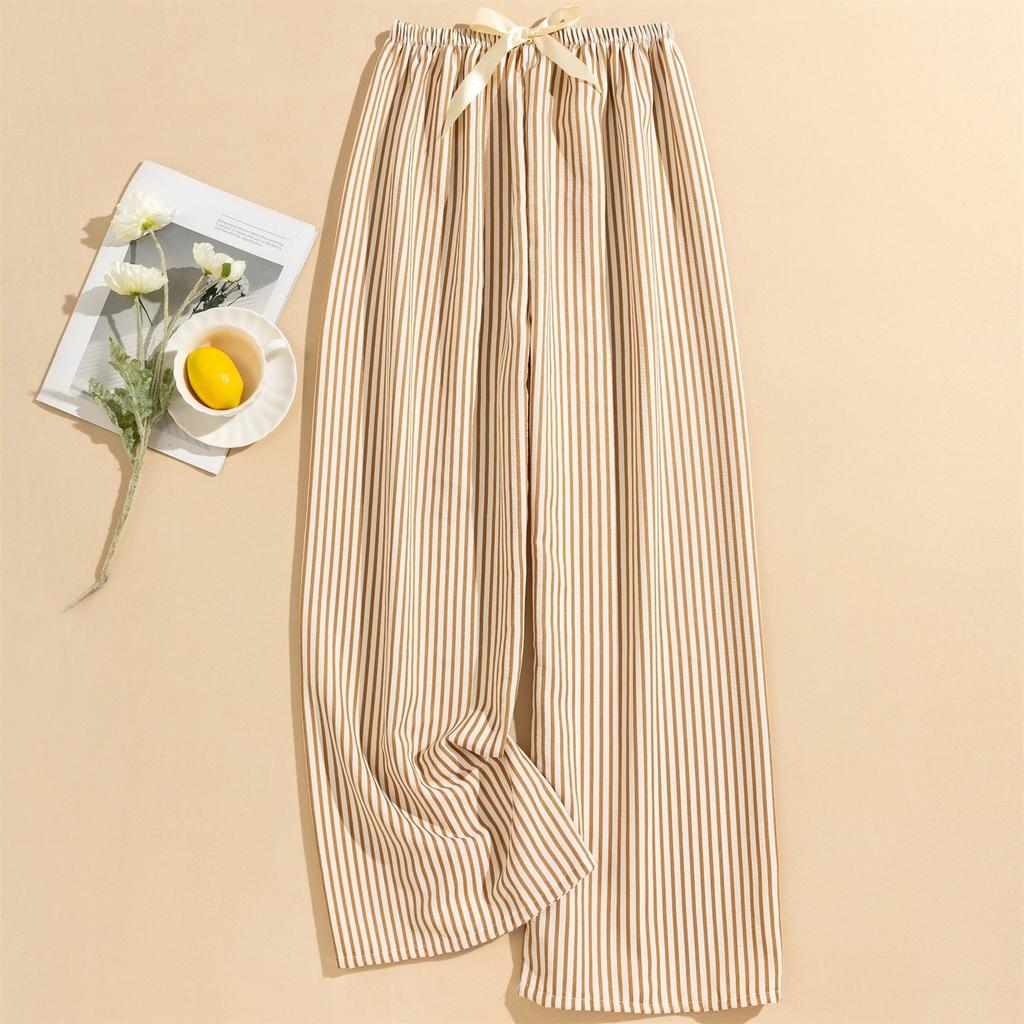Women's Casual Fashion Sleep Pants Striped Loungewear Pants Wearable As Outerwear High-Waisted Pants