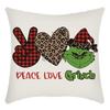 Grinch Linen Throw Pillowcase Holiday Sofa Office Cushion Pillowcase Green Furry Christmas Pillowcase