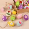 12dílný Velikonoční závěsný vajíčko s květinovým bodkovaným vzorem DIY Velikonoční vajíčkové ozdoby Dětský dárek