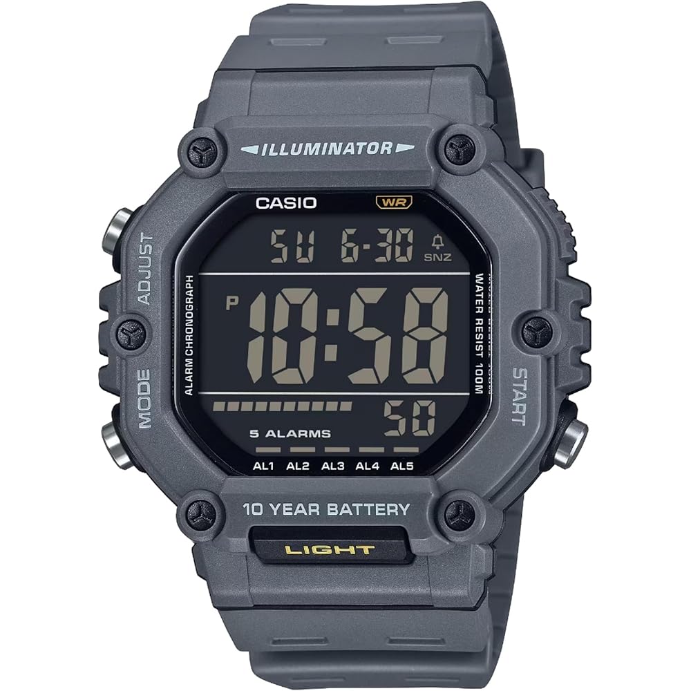 Casio AE-1600H Series Black Digital Watch with 10-Year Battery, LED Illuminator, Gray Color