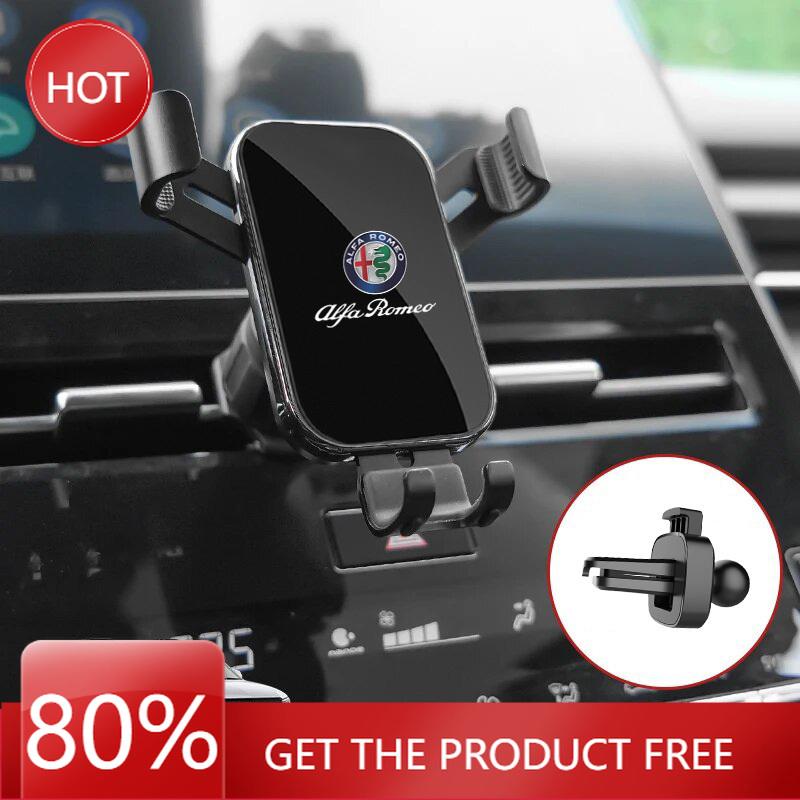 Hub Caps Car Phone Gravity Holder Car Air Vent Clip Mount Car Stickers For Alfa Romeo Giulia Giulietta Tonale MITO Stelvio Brera CVO1