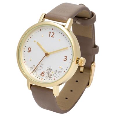 Fieldwork Analog Watch with Moomin Leather Simple Moomin Print Watch Gray Women's Design, Strap, J, MOM021-2