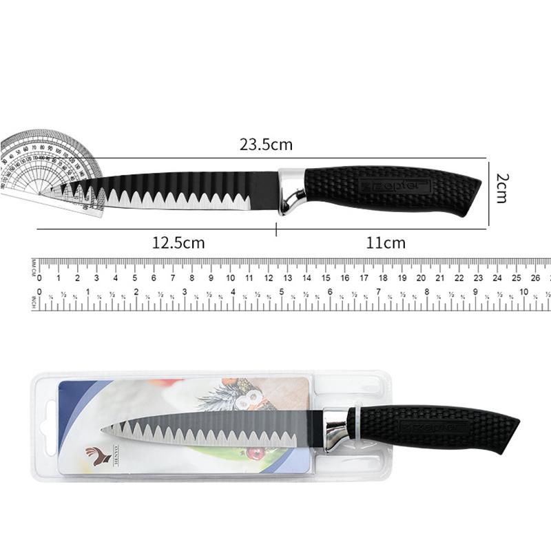 Couteau à fruits en acier inoxydable, motif ondulé noir, cadeau de cuisine, couteau à fruits