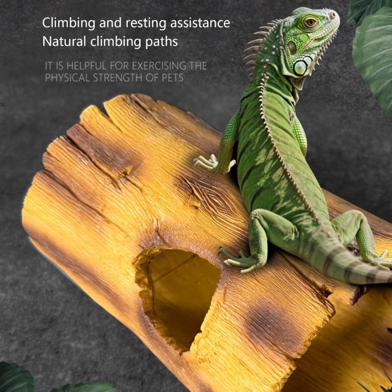 Natural Reptiles Habitats Decors Resin Hideouts Cave For Bearded Dragons Geckos Climbing Shelter Place Easy to Clean