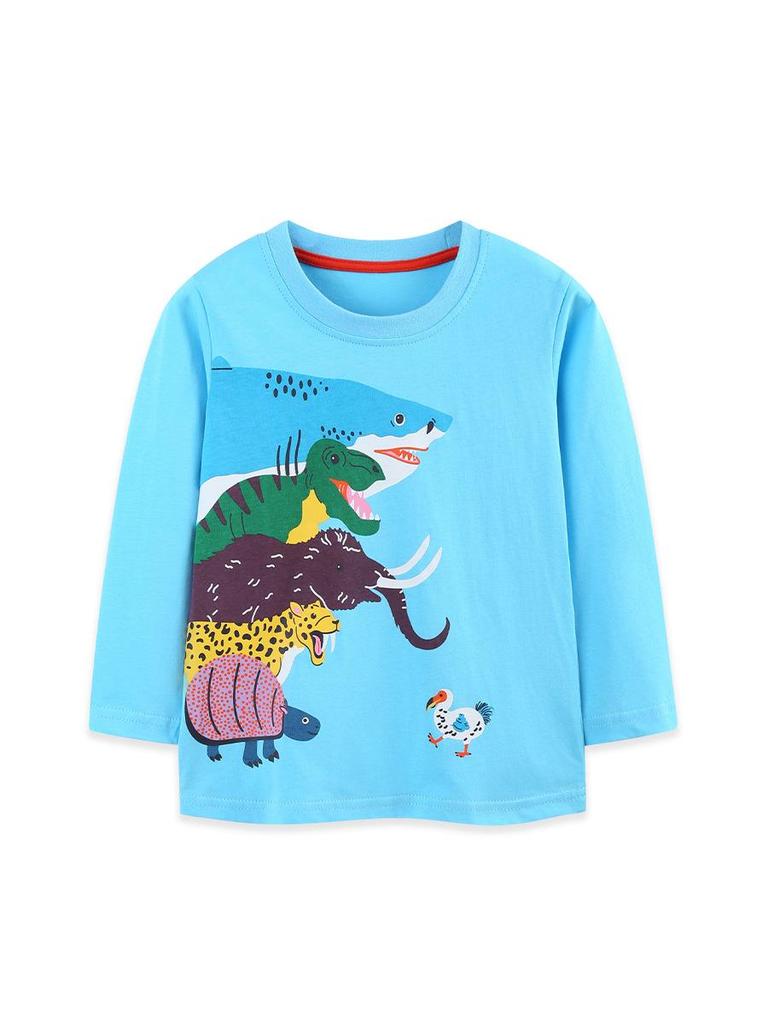 AostaBetty Autumn 2026 Boys' European-Style Knitted Cotton Long Sleeve T-shirt