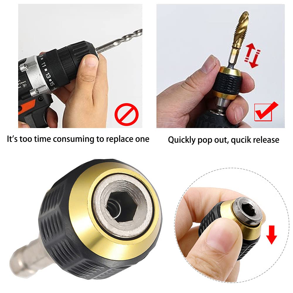 Expansionshülse Umwandlungskopf 1/2 auf 1/4, Druckluftwerkzeug zu Druckluftschrauber Elektroschrauber Schlagbohrer 6,35mm
