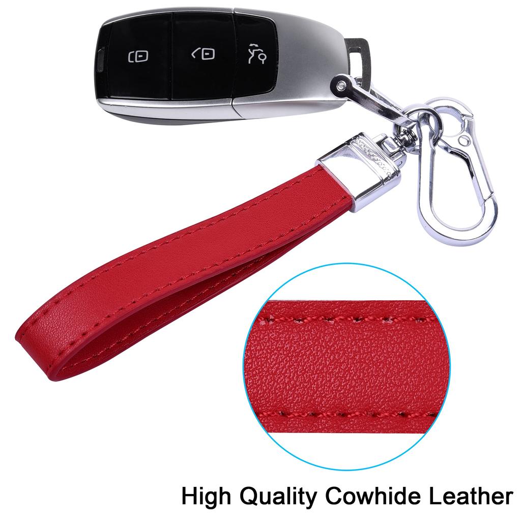 Wisdompro Car Key Chain, Genuine Leather, Car Key Chain, Lost Prevention, Smart Key Universal Type, Stylish, Unisex (Red)
