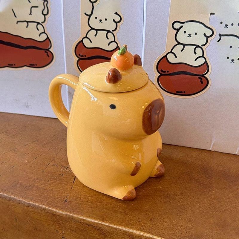 1pc 450ml Cute Capibala Water Cup Dolphin Mug Ceramic Coffee Cup Cartoon Cup Birthday Gift