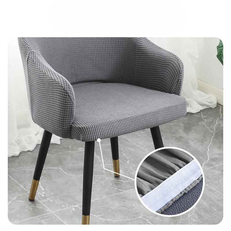 Modern Simple Curved Chair Cover Full Armrest Elastic Dining Table Cover Full Enclosed Backrest Integrated Stool Cover Chair Cover
