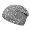 Crochet Slouchy Beanie Hat Handmade Knit Cutout Floral Skull Cap Cotton Knitted Breathable Summer Hats for Women