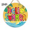 Flamingo Palm Leaf Wall Art Summer Wooden Hanging Sign, Beach Style Decor with Hemp Rope, Tropical Sign Indoor Outdoor Theme Decoration for