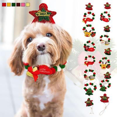 Weihnachts Hund Katze Plüsch Ball Halskette Weiches Halsband Haustier Halsaccessoires Niedliche Pompom Ball Halskette Festival Geschenk für Welpe Kätzchen