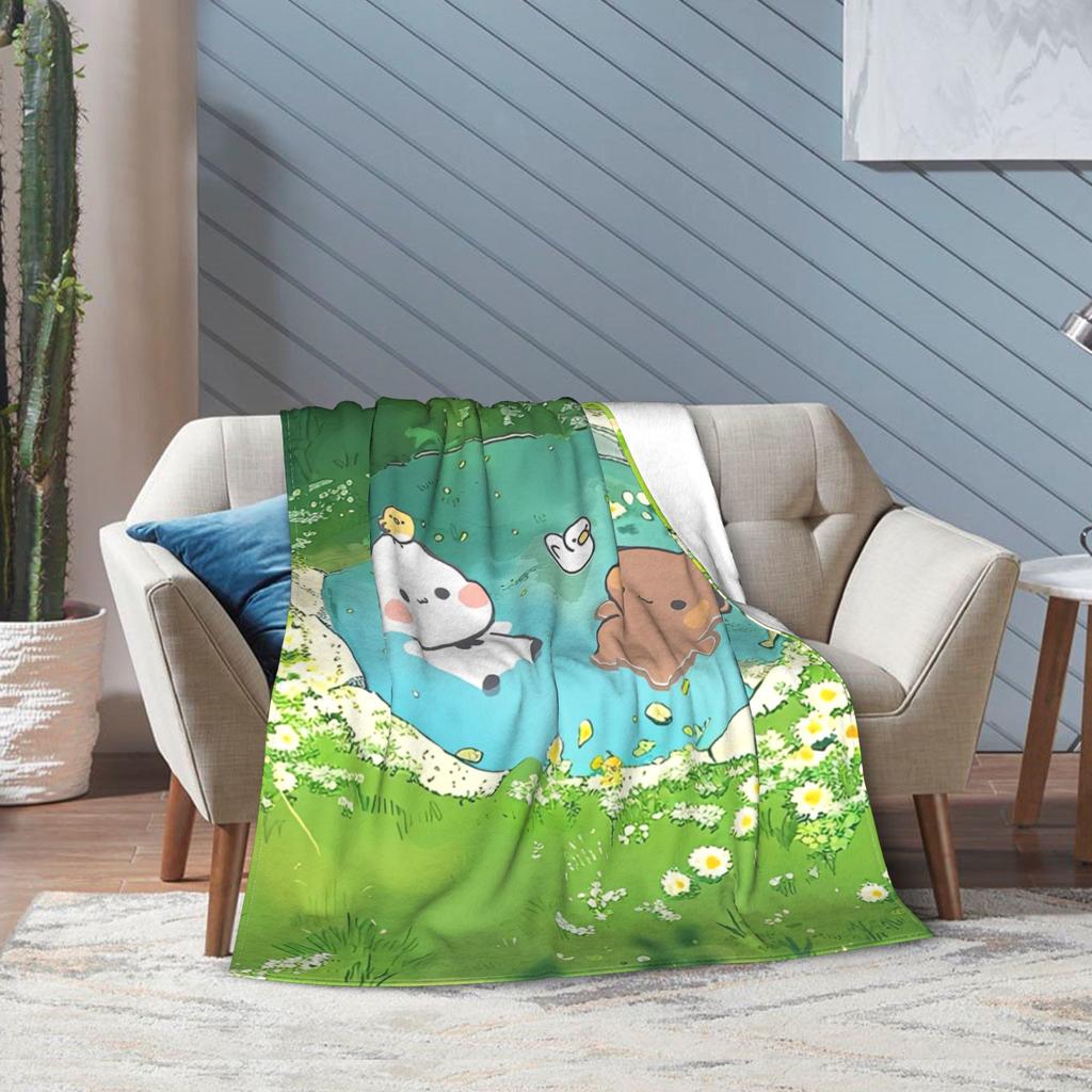 Bubu Dudu Throw Blanket for Couch Soft Cozy Plush Blanket Kawaill Couple Bears 50x60 Inches Multi-size Bedspread for All Seasons