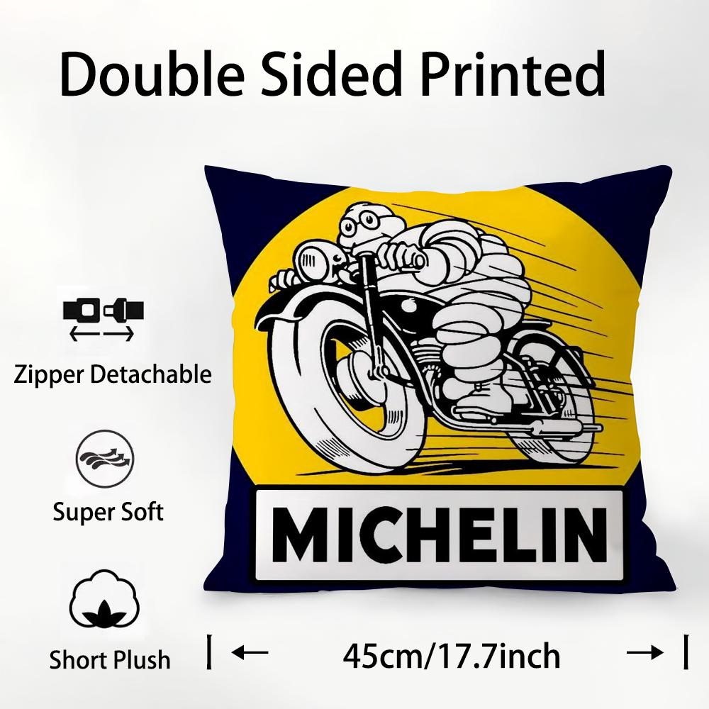 M-MichelinS T-Tyres Pillow Case Plush Fabric Soft Double Sided Print Sofa Cushion Cover Throw Pillow Covers